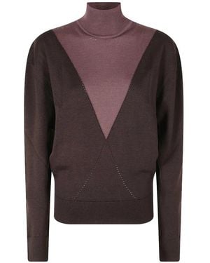 Rabanne Two-Tone Roll-Neck Jumper - Brown