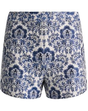 Alice + Olivia Hera Damask-Jacquard Tailored Mini Shorts - Blue