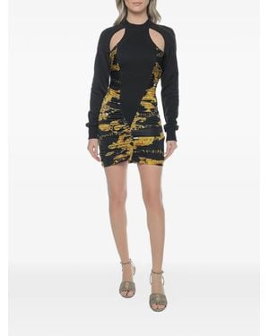 Versace Jeans Couture Baroque-Print Ruched Dress - Black