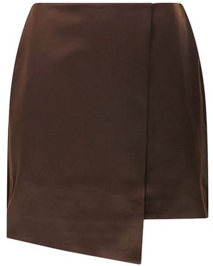 By Malene Birger Raye Asymmetric Satin Mini Skirt - Brown