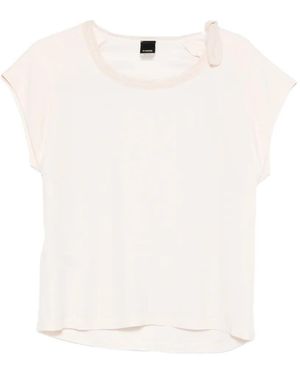 Pinko T-Shirt With Side Bow On The Neck - White