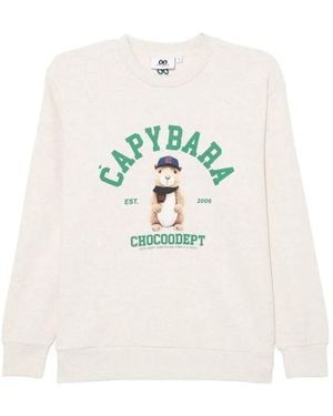Chocoolate Sweater Met Print - Wit
