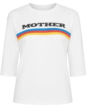 Mother The Better Half T-Shirt Met Regenboogstreep - Wit