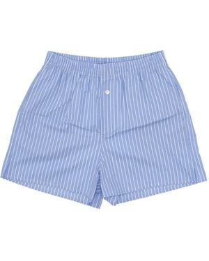 LA ROSE Striped Loungewear Shorts - Blue