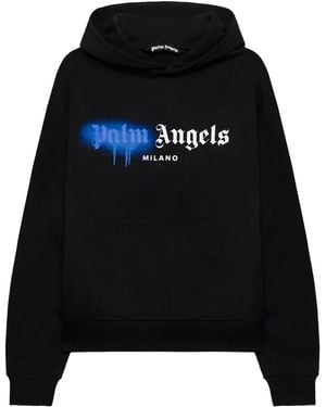 Palm Angels Spray City Milan Dripping Logo Hoodie - Black