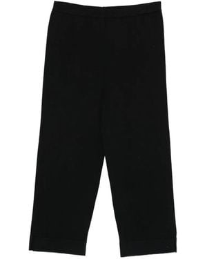 Soft Goat Elasticed-Waistband Trousers - Black