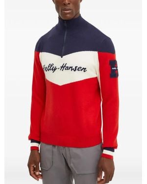 Helly Hansen Zip-Up Colour-Block Sweater - Red