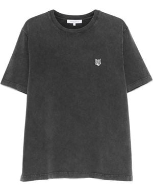 Maison Kitsuné Faded-Effect Fox Head T-Shirt - Black