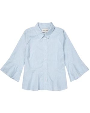 Munthe Veracity Striped Flared-Sleeve Shirt - Blue