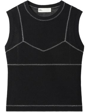 Tory Burch Mesh-Panel Sleeveless Top - Black