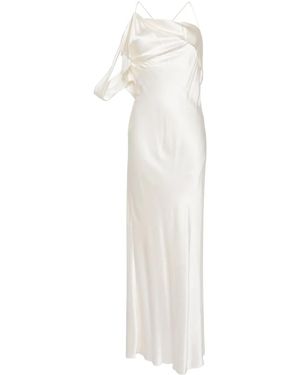 Michelle Mason Crisscross-Back Silk Dress - White