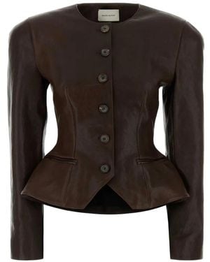 Magda Butrym Peplum-Hem Leather Jacket - Black