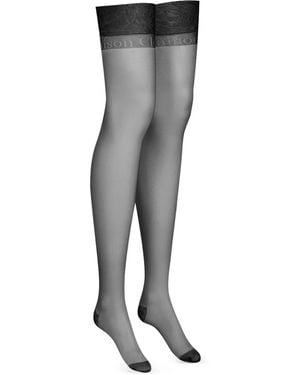 Maison Close Logo-Intarsia Semi-Sheer Stockings - Black