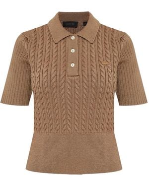 Lacoste Cable-Knit Polo Shirt - Brown
