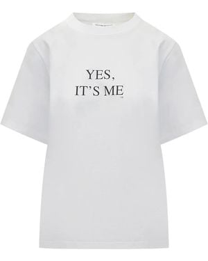 Victoria Beckham T-Shirt Met Tekst - Wit