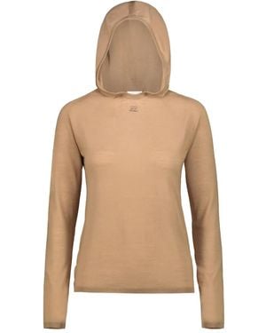 Courreges Logo-Embroidered Wool Hoodie - Natural