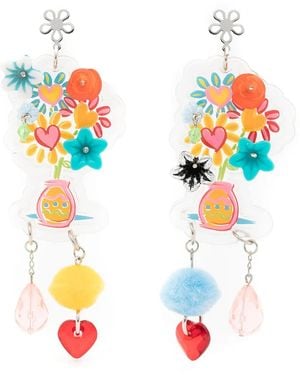 Amir Slama Floral-Appliqué Drop Earrings - Multicolour