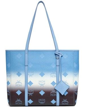 MCM Schultertasche Mit Monogramm-Prägung - Blau