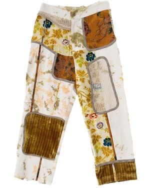Commun's Floral-Print Straight-Leg Trousers - Metallic