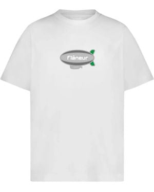 flâneur T-Shirt mit Zeppelin-Logo - Weiß