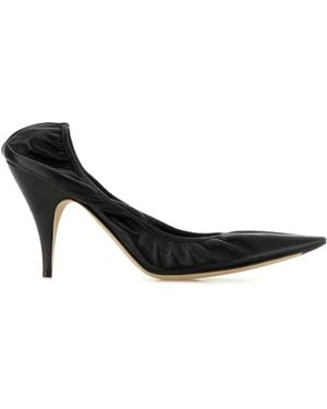The Row Leather Elasticated Ankle Court Shoes - Black