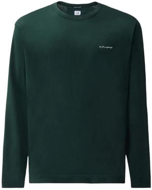 C.P. Company Logo-Print Long-Sleeve Sweatshirt - Green