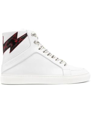 Zadig & Voltaire High Flash Logo-embossed Leather High-top Trainers - White