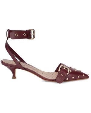 Red(V) Studded Buckle Pumps - Pink