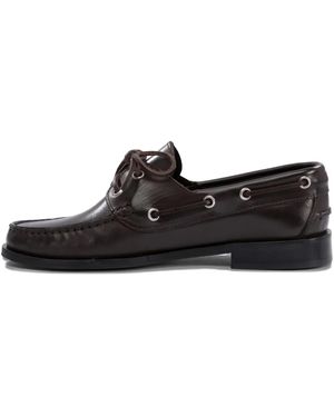 Aeyde Harris Lace-Up Leather Boat Shoes - Nero