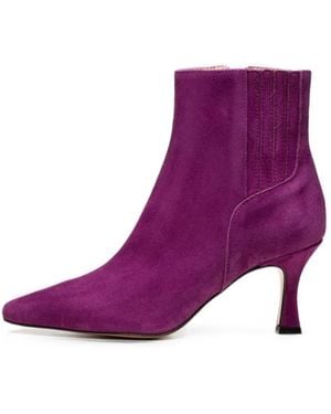 Poche Paris Suede Pointed-Toe Ankle Boots - Purple