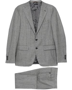 Canali Prince Of Wales Buttoned Suit - Grey