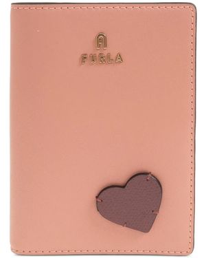 Furla Camelia Heart-Patch Passport Case - Pink