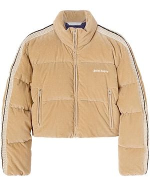 Palm Angels Corduroy Crop Down Jacket - Natural