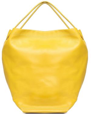 BIASIA Logo-Debossed Leather Tote Bag - Yellow