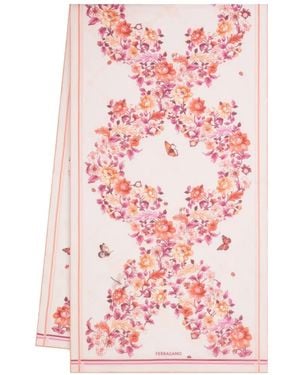 Ferragamo Ramages Print Silk Scarf - Pink
