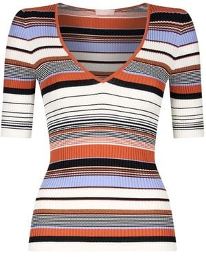 Liu Jo Gestricktes T-Shirt Mit Streifen - Mehrfarbig