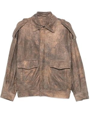 Giorgio Brato Chaqueta Con Efecto Envejecido Y Charreteras - Marrón