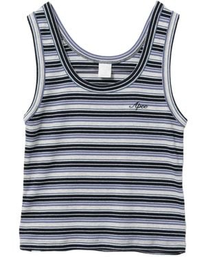 AAPE BY A BATHING AP Logo Embroidered Strip Top - Blue