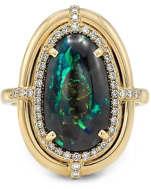 Goshwara Opal Diamond Medallion Ring - Metallic
