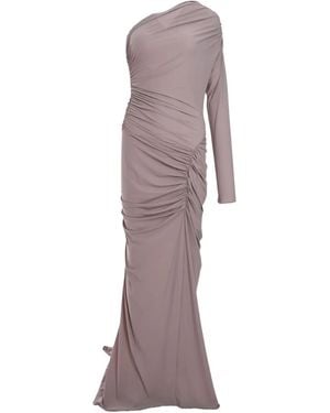 Atlein One-Sleeve Ruched Gown - Purple