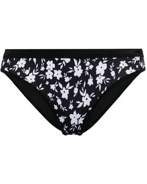 Duskii Floral-Print Bikini Briefs - Black