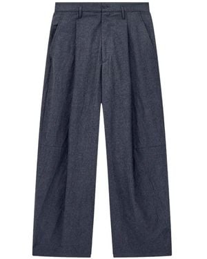 Giorgio Armani Pleated Virgin-Wool Pants - Blue