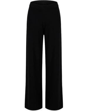 12 STOREEZ Fine-Knit Elasticated-Waistband Trousers - Black