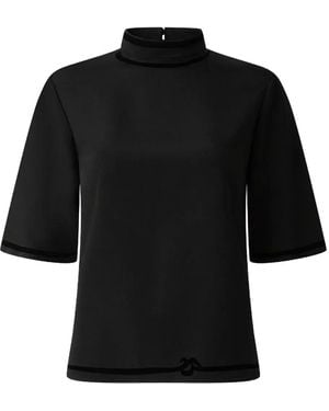 Shanghai Tang Cut-Out Detail Silk Top - Black