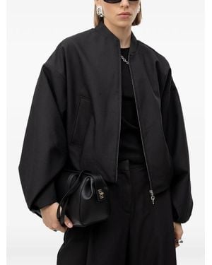 HUGO Oversized Zip-Up Bomber Jacket - Black