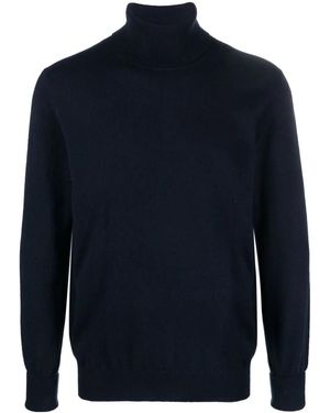 Ballantyne Logo-Embroidered Roll-Neck Cashmere Jumper - Blue