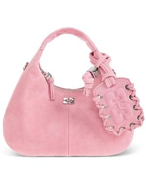 Ganni Logo-Plaque Knot-Detail Tote Bag - Pink