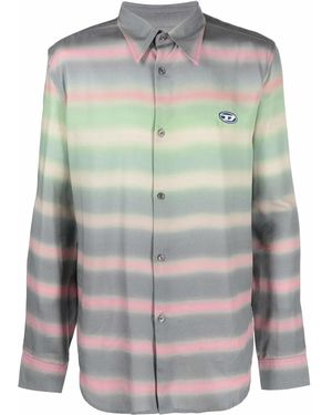 DIESEL Striped Button-Up Shirt - Green