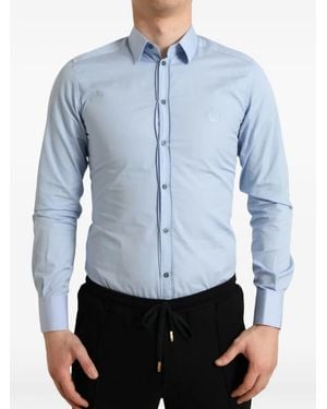 Dolce & Gabbana Crown-Embroidered Shirt - Blue