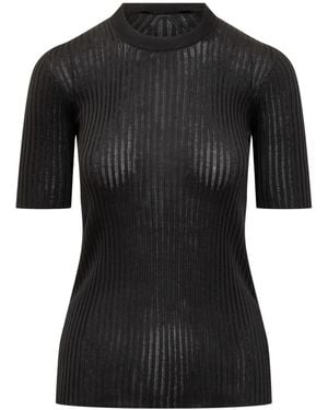 Jil Sander Ribbed T-Shirt - Black